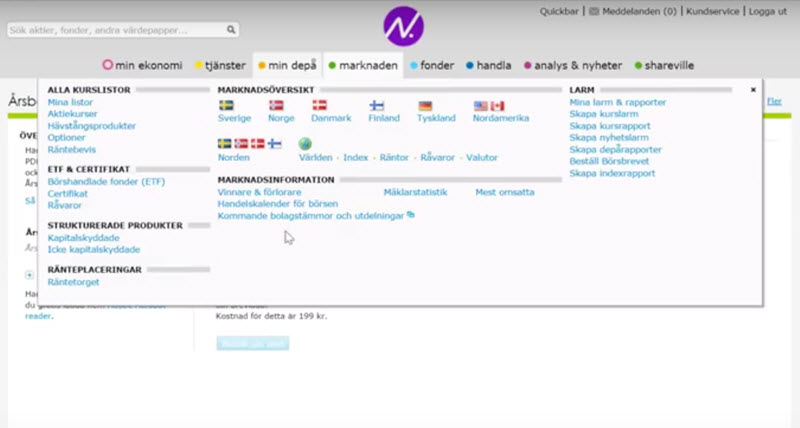 Hur man öppnar aktielistor hos nordnet
