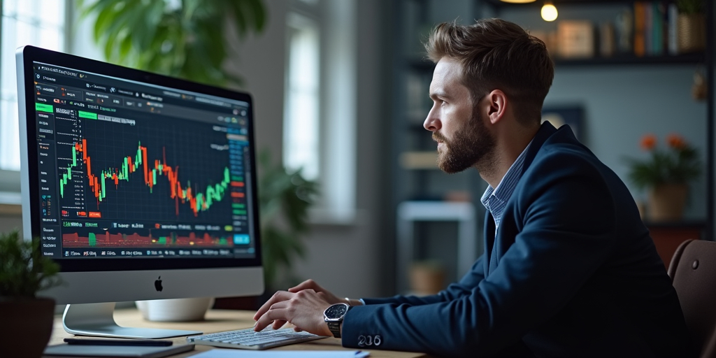 Man som handlar med börshandlade fonder (ETF:er)